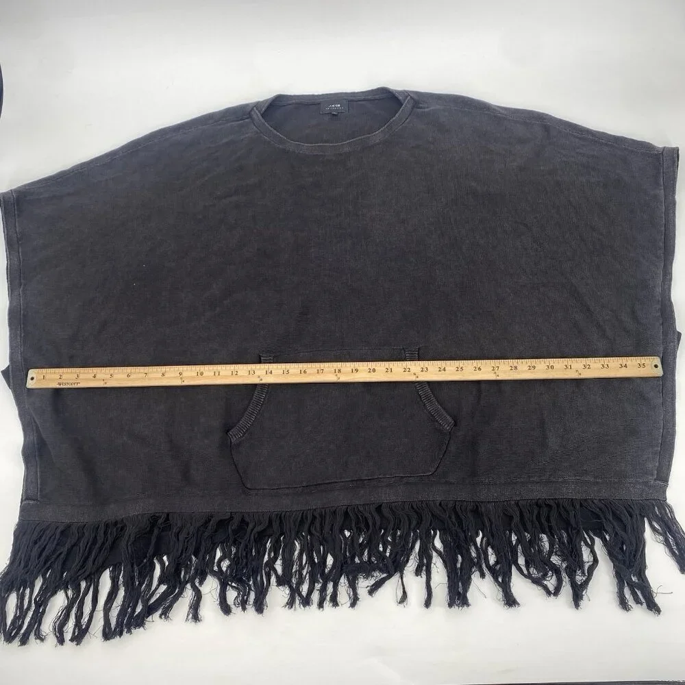 Joes Jeans Collection Size Small Black Poncho Sweater Cotton Fringe Pockets Boho